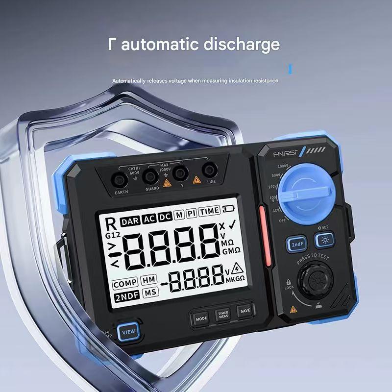 FNIRSI Megaohmmeter Insulation Resistance Tester 100/500/2500V High-precision Digital Shake Meter MRT1050