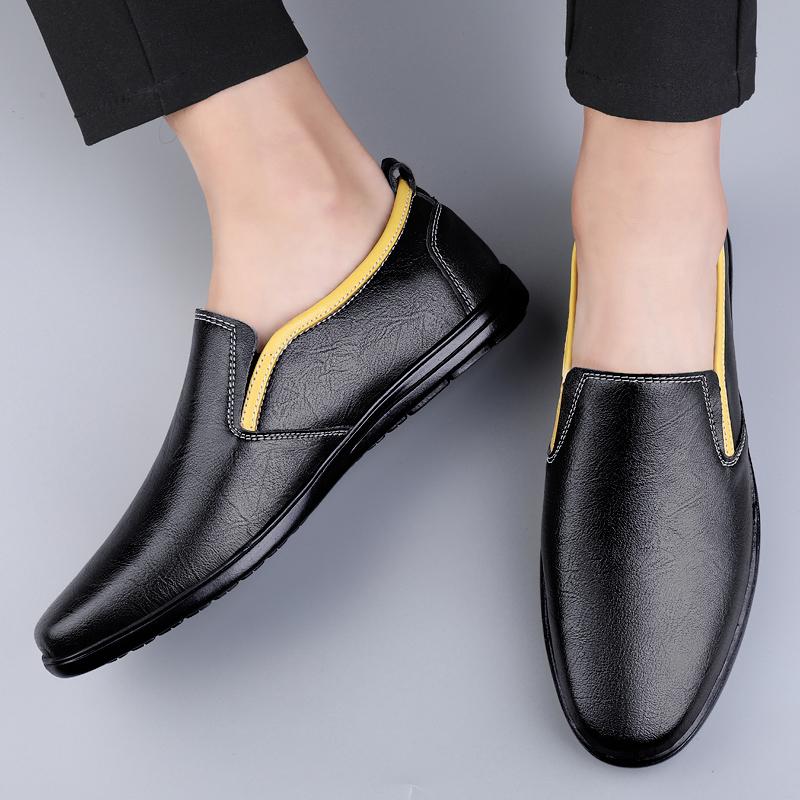 Genuine Leather Men Casual Shoes Fashion Slip On Formal Shoes Soft Comfy Lazy Shoes Loafers Lightweight Walking Shoes Mocassins