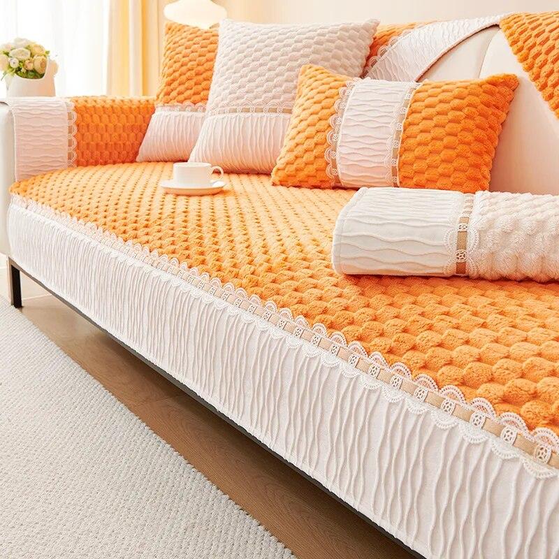 

Бархатные чехлы для диванов с золотой черепахой для гостиной, зимние теплые диванные полотенца, однотонные нескользящие пылезащитные L-образные диванные подушки 70x70cm 1pcs