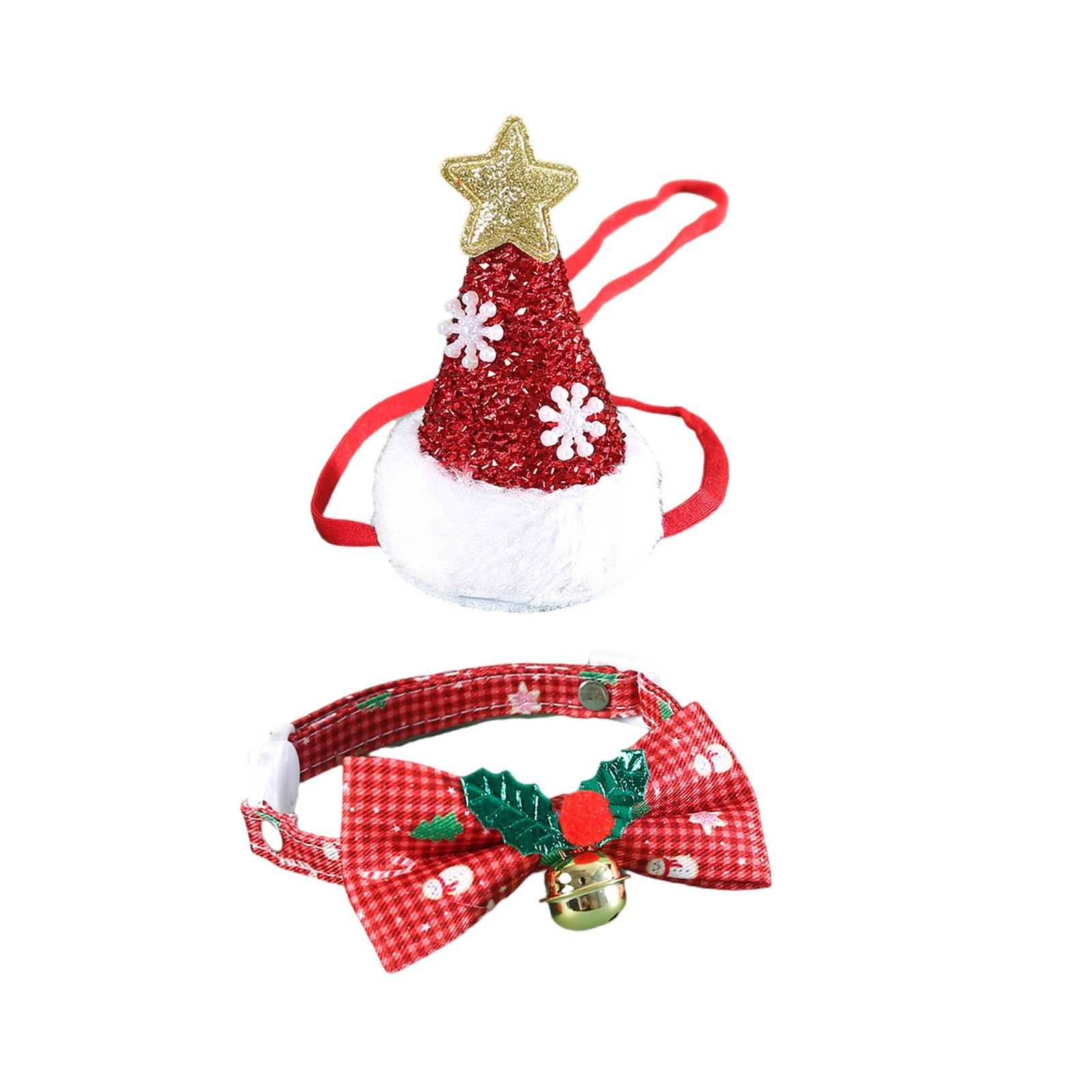 

Рождественский костюм для собаки, галстук-бабочка и шляпа, набор для домашнего животного, кошачий фестиваль, костюм для вечеринки с собакой, головной убор, аксессуар для ролевой игры красный