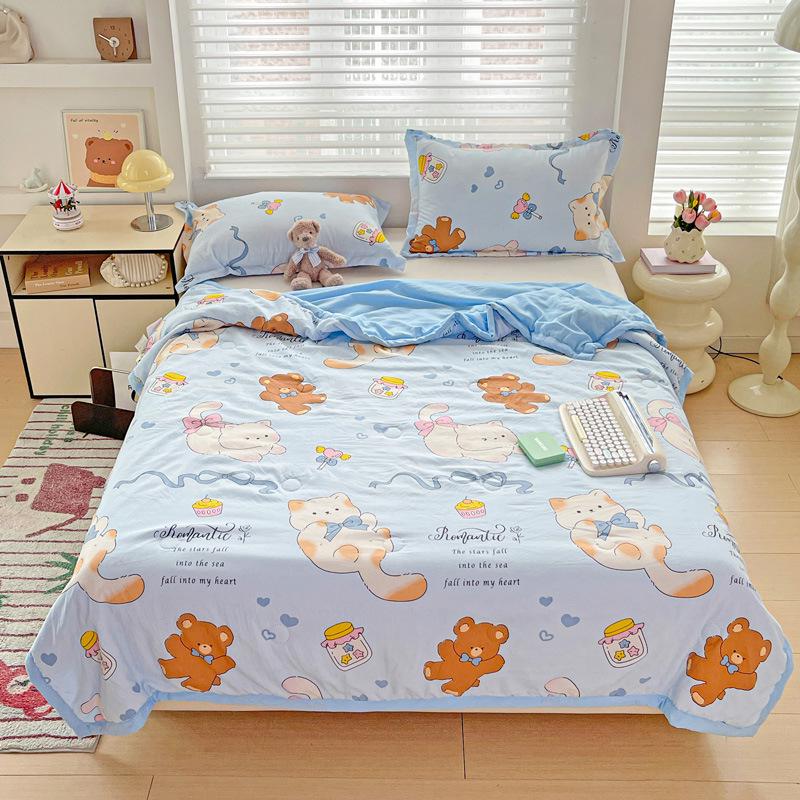 Class A Washed Cotton Soybean Fiber Gauze Quilt - Double Layer Summer Cool, Machine Washable