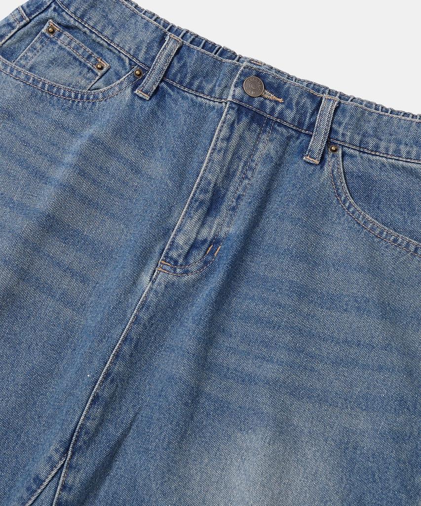 COLUMBIA UNIVERSITY Trajan Label Catwashed Denim Long Skirts_Light Jean