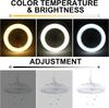 Smart Remote Control Ceiling Fan Light Quiet LED Ceiling Fan White Lighting Tricolor E27 for Living Room Bedroom