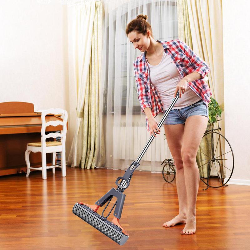 Floor Roller Mop Adjustable Handle Floor Roller Mop In PVA Sponge Efficient Cleaning Absorbent Sponge Mop For Hardwood Tile