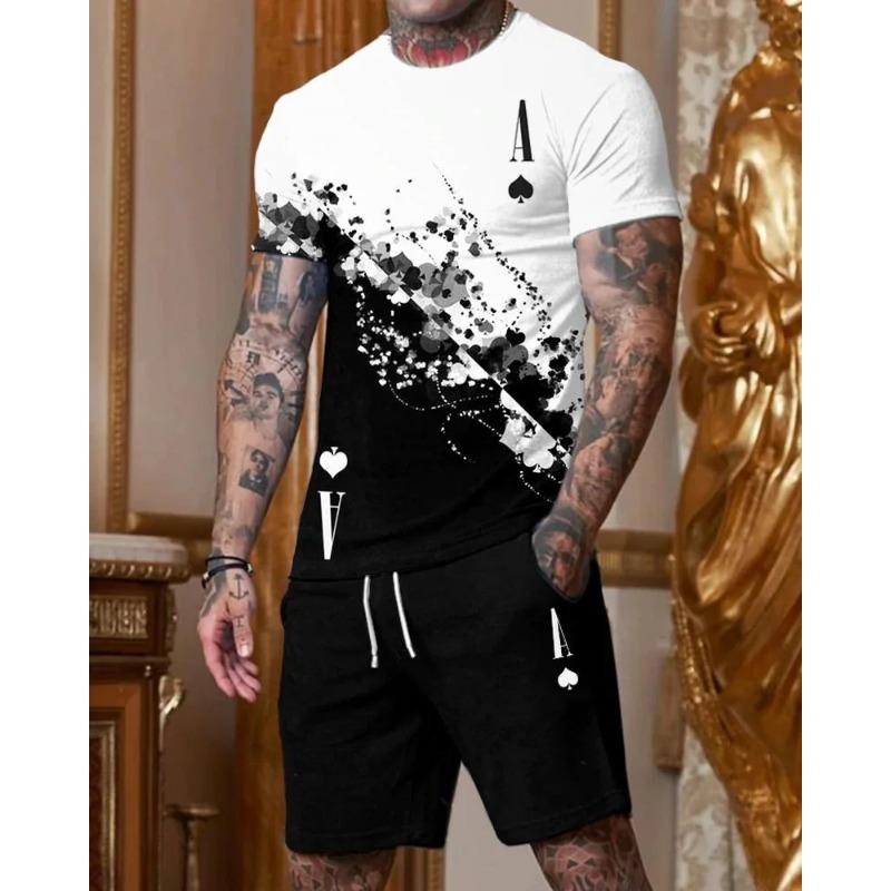 Men's Breathable and Comfortable Short Sleeved Suit Best-selling New Set 3D Printing Design for Outdoor Travel