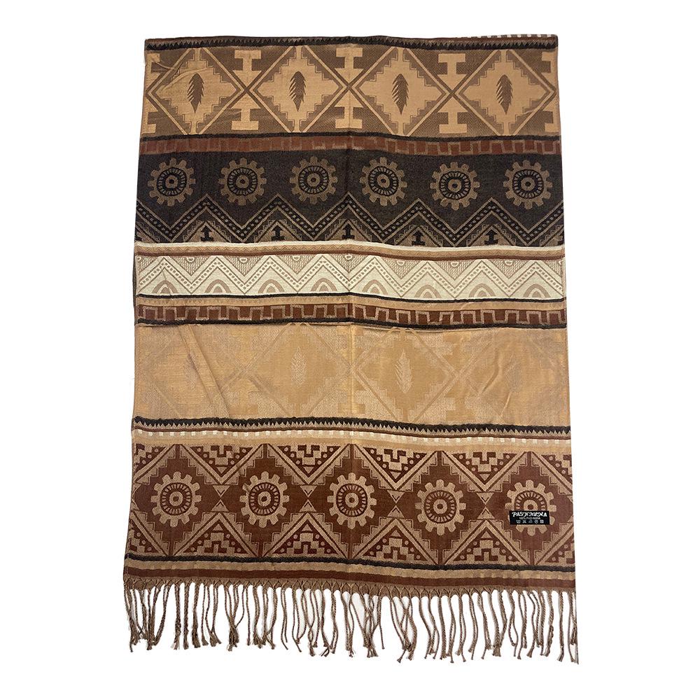 Bohemian Cotton Jacquard Geometric Shawl: High-End Women's Evening Scarf