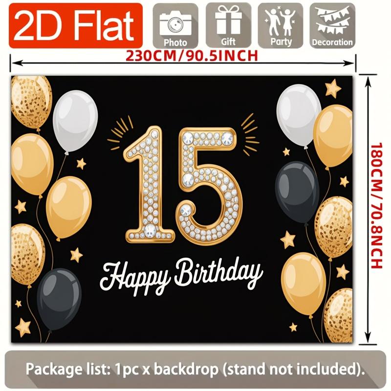 Birthday Party Backdrop Gold Black Polyester Banner Photo Booth Decoration 50