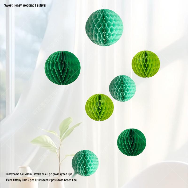 Hawaii Forest Green Wedding & Party Decor: Origami Paper Fan Theme