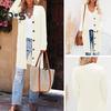 Women Sweater Cardigan V-neck Long Sleeve Twist Texture Knitting Tops with Pockets Solid Color Button-Up Knitting Jacket