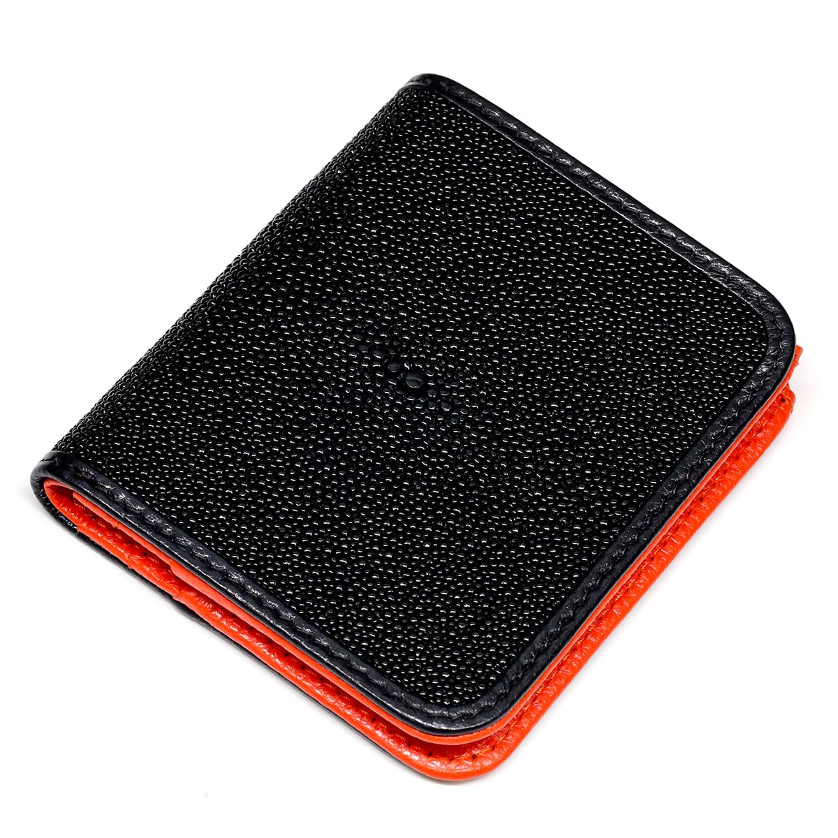 

Levetta Stingray Leather Bifold Wallet, Galuchat, Stingray, Black, Orange, Black, Caviar-Touched, Men s, Genuine Leather [253stw-2]