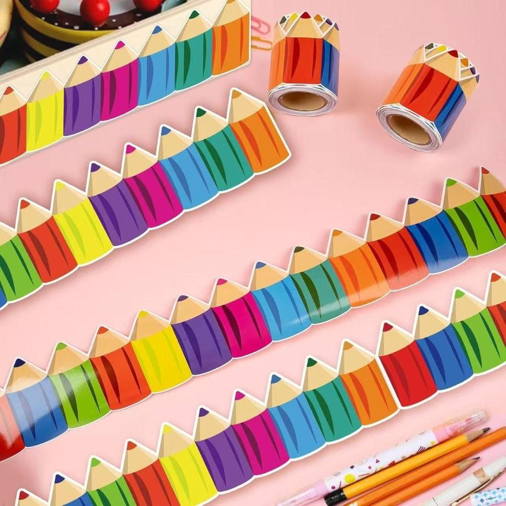 Waterproof Border Trim Self-adhesive Noticeboard Trim Multipurpose Pencil Pattern Border Classroom