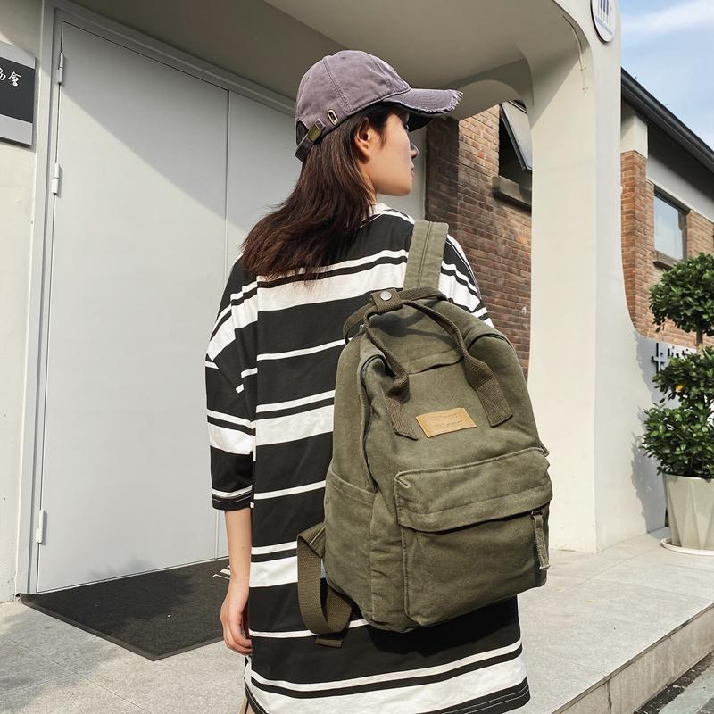 Canvas Bag Large Capacity Female Student Backpack Men's Schoolbag