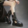 2026 Summer New Arrival Women's Genuine Leather Roman Sandals Chunky Platform Ankle Boots Hollow Out Retro Fashion Walking Shoes