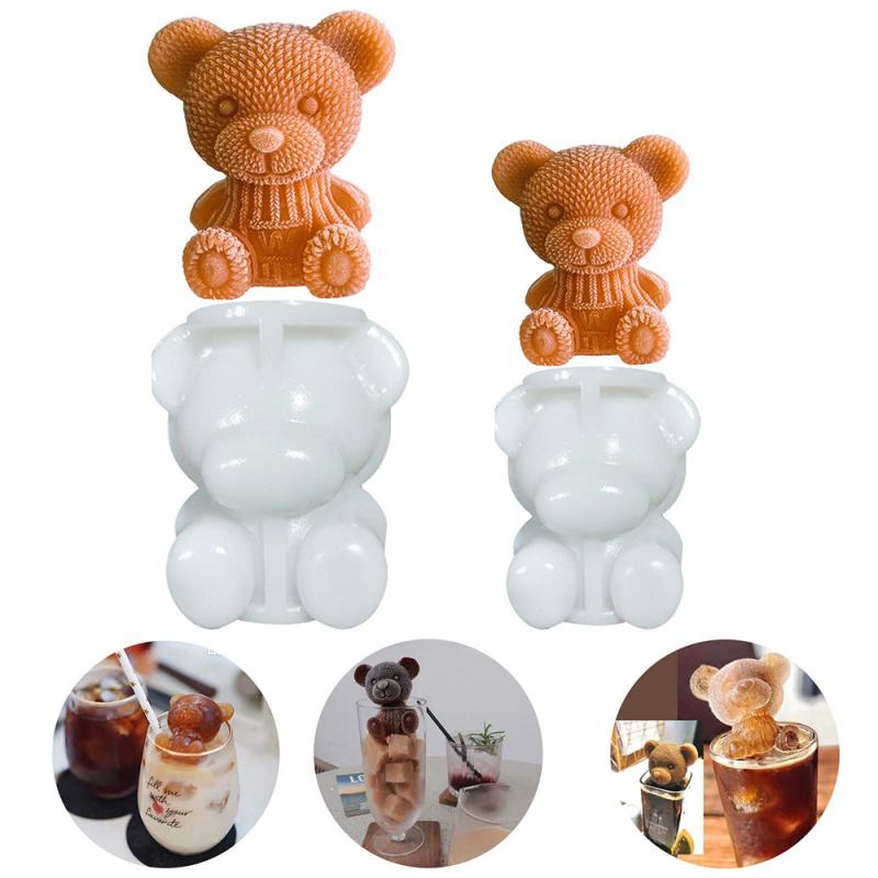 3D Silikonform Eiswürfelbereiter Kleine Teddybärform Schokoladenform Tablett Eiscreme DIY Whiskey Wein Cocktail Silikonform