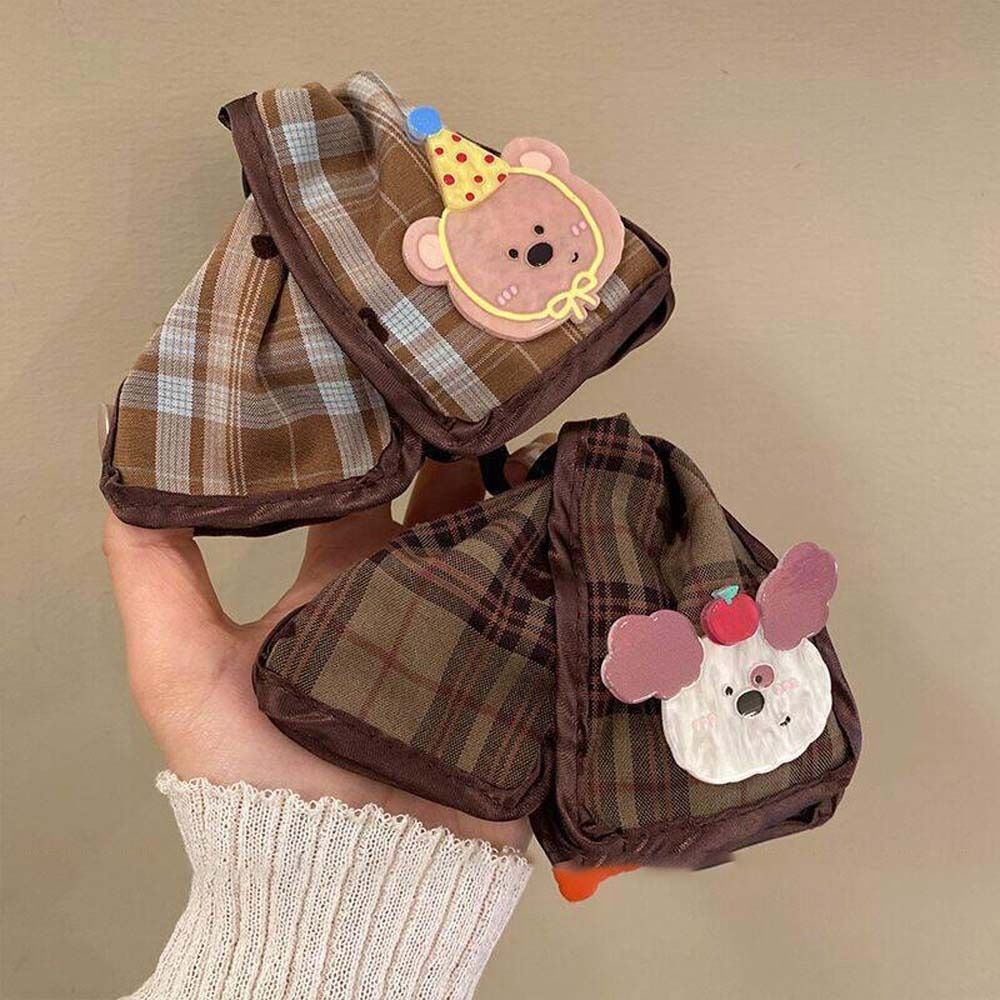 Lustige Cartoon Tier Hai Klemme Schleife Acryl Leinwand Krallenklemme Hund Karo Stoff Haarspange Arbeit