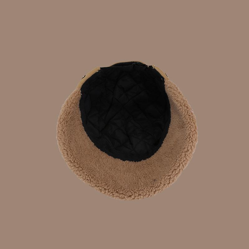 Custom Logo for Unisex Fisherman Sheep Wool Hats Adjustable Baseball Cap Outdoor Warm Double-sided Fluffy