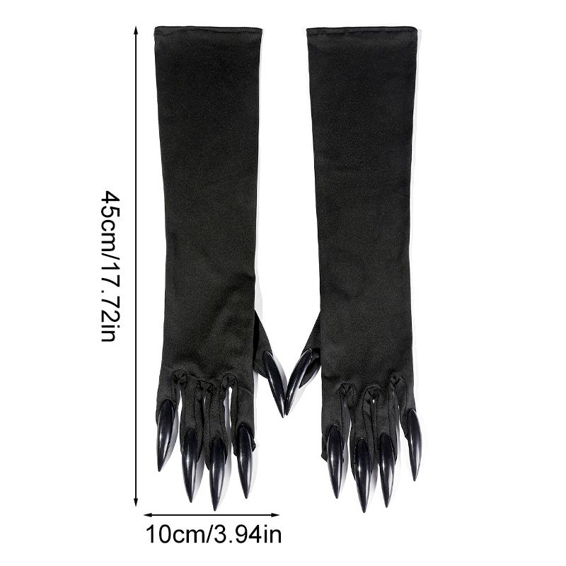 1Pair Vampire Claw Gloves Masquerade Wear Cosplay Funny Halloween Costume Gloves Black Mardi Gras Sparkly Scary Claw Gloves