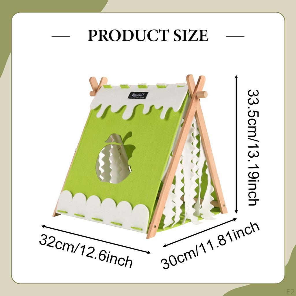 Guinea Pig House Hamster Nest Tent Hut Wooden Pet Hideaway Shelter Cozy Small Animal for Rat
