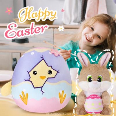 Osterhase Ei Plüschtier Stofftiere Buntes Küken Hase Umarmen Ostereier Plüschtier Geschenk für Mädchen Jungen Geschenk