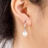 Huitan Imitation Pearl Women Drop Earrings Elegant Wedding Party Inlaid Bright Cubic Zirconia Fashion Lady Accessories Jewelry