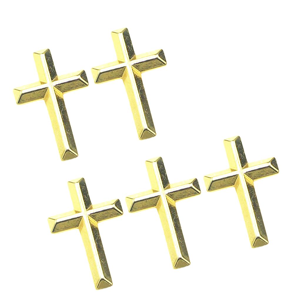 5pcs Elegant Gold Crucifix Brooch Handmade Unisex Alloy Badge Corsage Pin for Religious Event and Fashionable Outfits