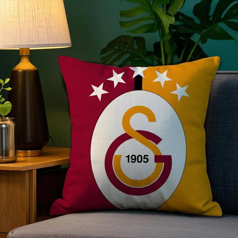 

Club Logo Football G-GalatasarayS Pillow Case Anti-dustmite Pillowcase Invisible Zipper Silky Short Plush Sofa Cushion Cover 12x12Inch