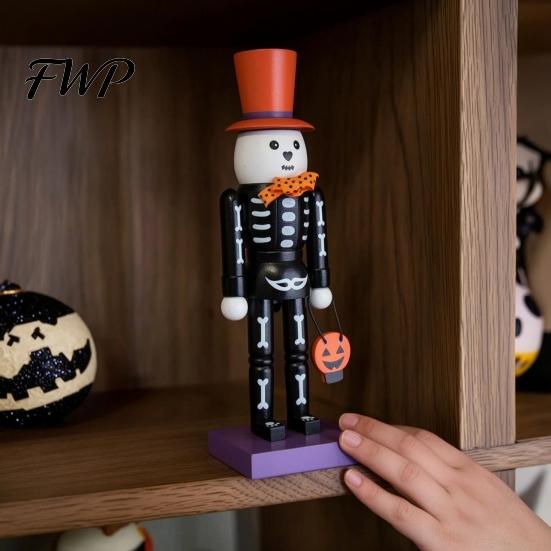 Creative Skull Walnut Soldiers Halloween Nutcracker Figurine, 10 Inch Spooky Skeleton Statue, Scary Home Accents Gothic Table Centerpiece, Collectible