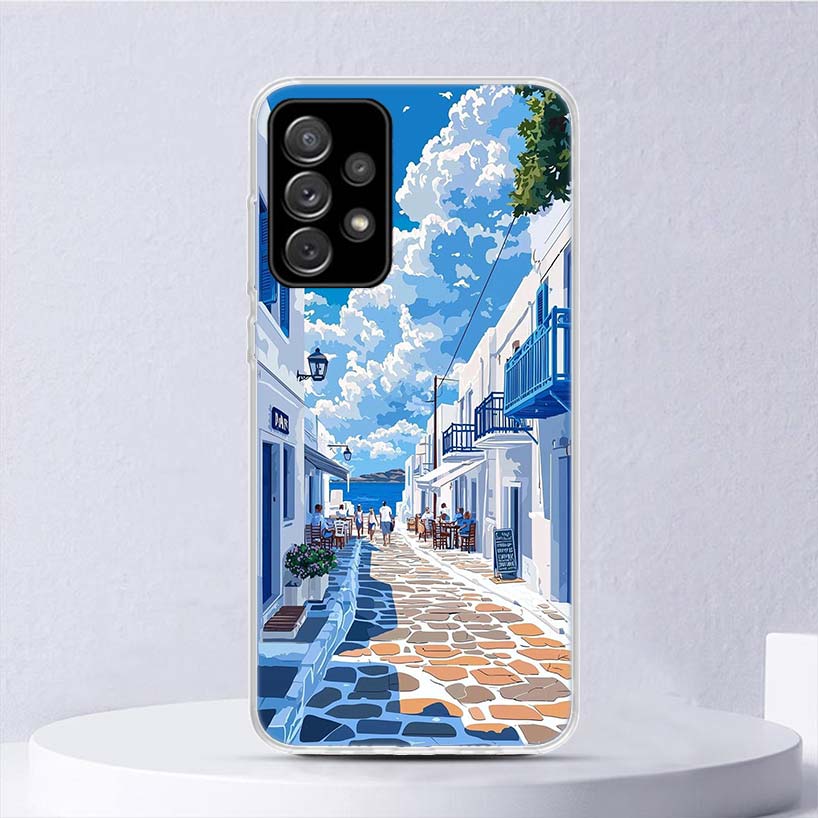 Greece In Summer Santorini Soft Case For Samsung Galaxy A17 A16 A26 A36 A56 A15 A14 A13 A55 A54 A53 Phone Cover A25 A35 A24 A34