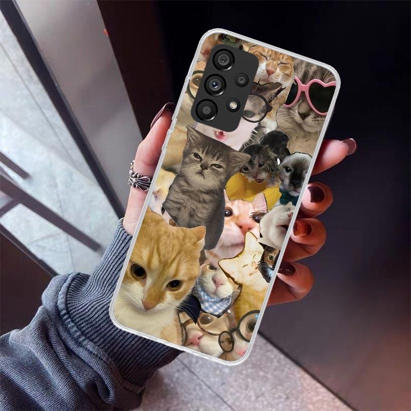 Crying Cat Memes Phone Case For Samsung Galaxy A52 A51 A50S A32 A22 A12 A02S A72 A71 A31 A70 A30S Note 20 Ultra 10 Plus S10 Gala