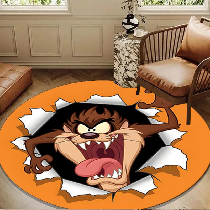 Tazmanian dog Breaks Through Round mat, Anti-slip Circle Carpet Chair rug For livingroom,Bedroom, doormat home decor Gift Christmas Gifts