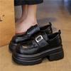 Mocassins à semelle plateforme, les petites personnes gagnent 7 cm en hauteur, petites chaussures en cuir, chaussures pour femmes, chaussures simples muffin rétro à velcro