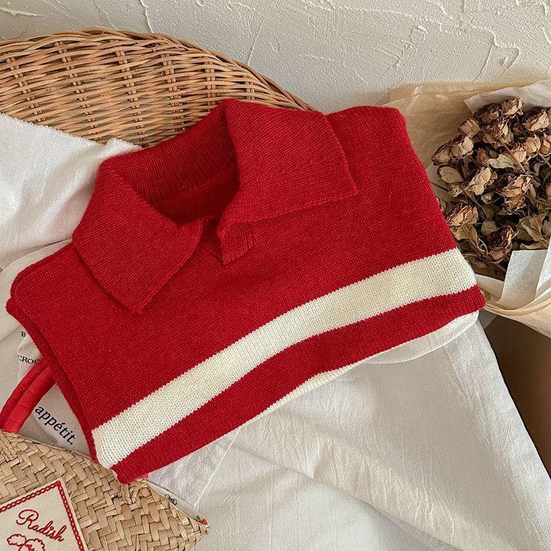 2025 Roter Weihnachtsstrickpullover für Kinder - Herbst/Winter Mädchen- & Jungenpullover