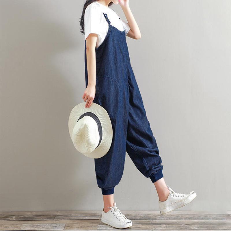 Premium Quality Women Jumpsuits Loose Sleeveless Backless Overalls Stylishly Retro