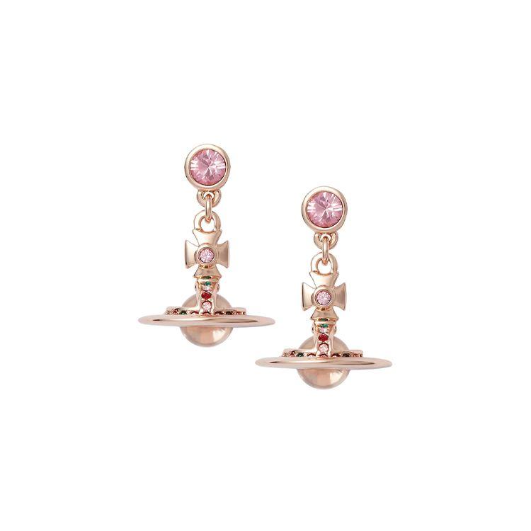 Vivienne Westwood 3D Round Ball Logo Brass Earrings Women earrings Rose-Gold 62020032G002PINKGOLD Box