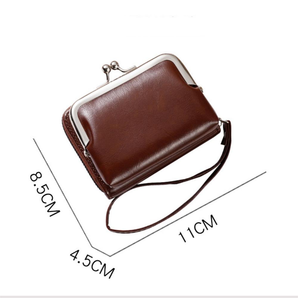 Luxury Vintage Women Wallet Small Leather Coin Purse Multi Card Pocket Double Zipper Card Holder Lady Clutch Bag With Wristlet