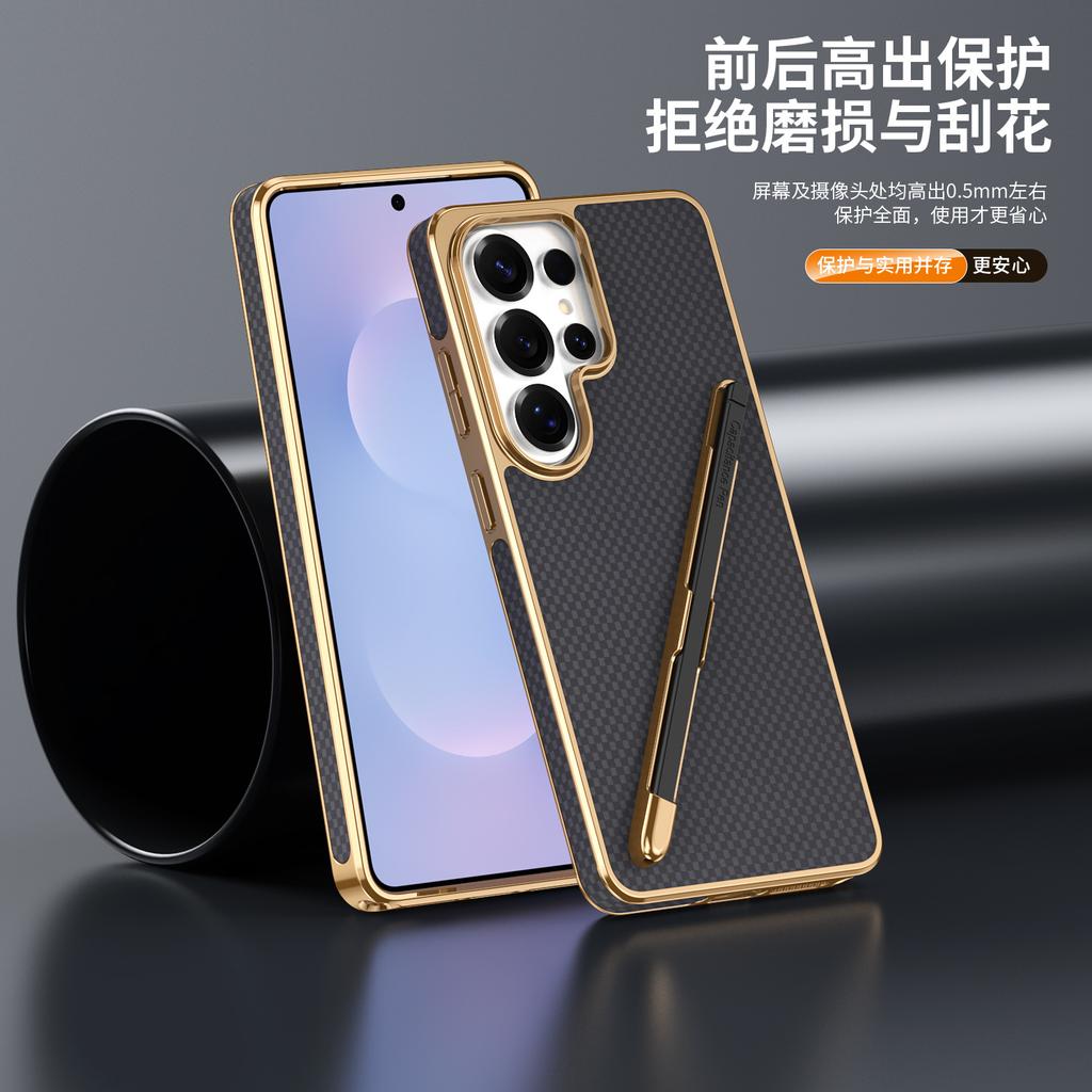 Pen slot integrated, suitable for Samsung S25ultra side paste, Ralph pattern mobile phone case S24FE electroplating business
