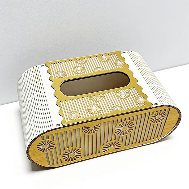 Wooden Carved Tissue Box Cover, European Style Decorative Napkin Holder, Creative Desktop Storage Box for Home Living Room Bedro