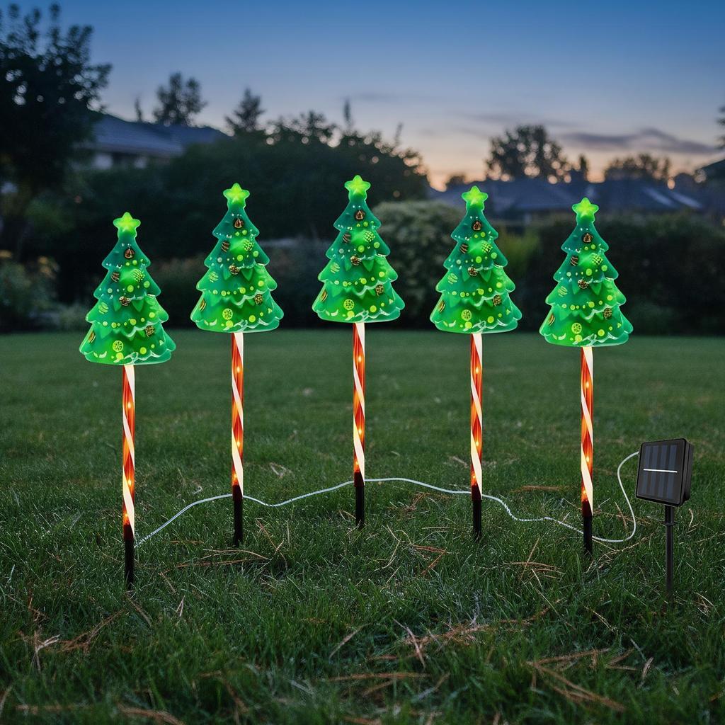 Christmas Tree Pathway Light 600mAh Solar Powered Waterproof Outdoor Christmas Decorations for Yard Driveway Pathway Front Door