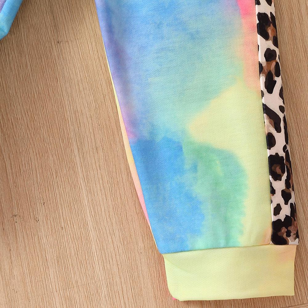Kids' Cross-Border Tie-Dye Patchwork Hoodie & Sweatpants Set, Autumn/Winter Fashion