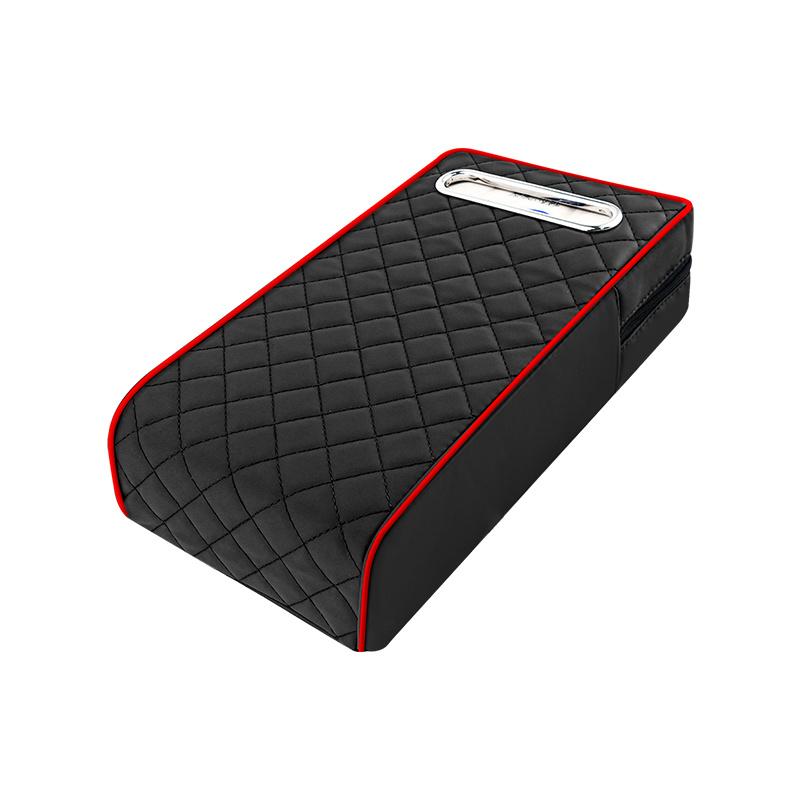 Car Armrest Cover Leather With Tissue Storage Memory Foam Height Pad Universal Auto Center Armrest Protective Cushion Support