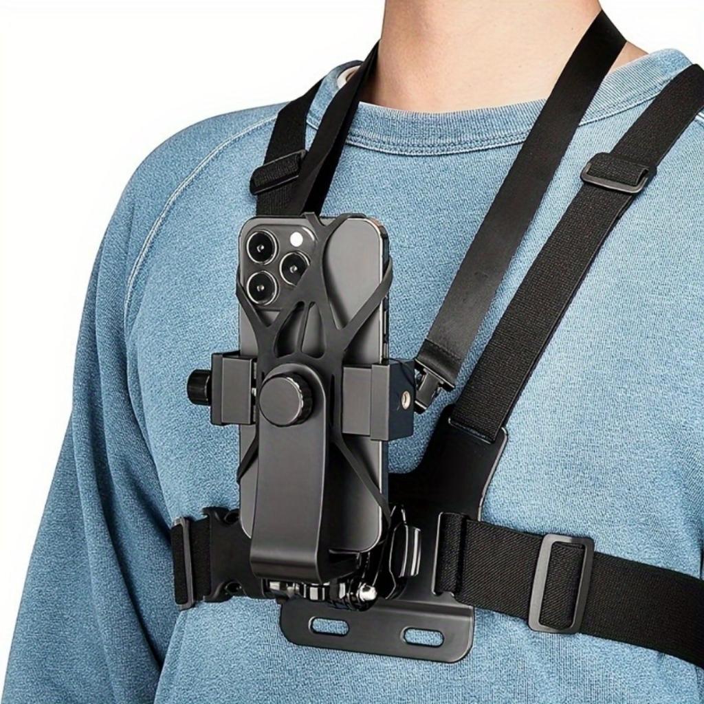 7-in-1 Anti-Shake Phone Chest Strap, Adjustable ABS Lanyard, Compatible with Phone & Camera Mount