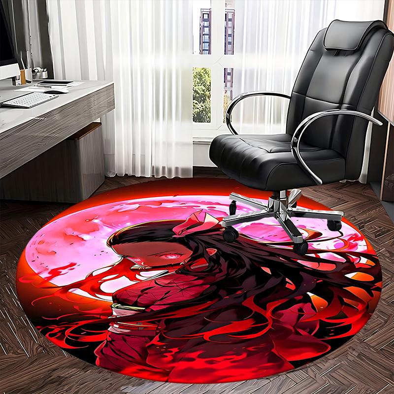 Anime Character Chair Mat - Round Carpet for Home Decor, Office Use, Bedroom & Living Room Gift0424b