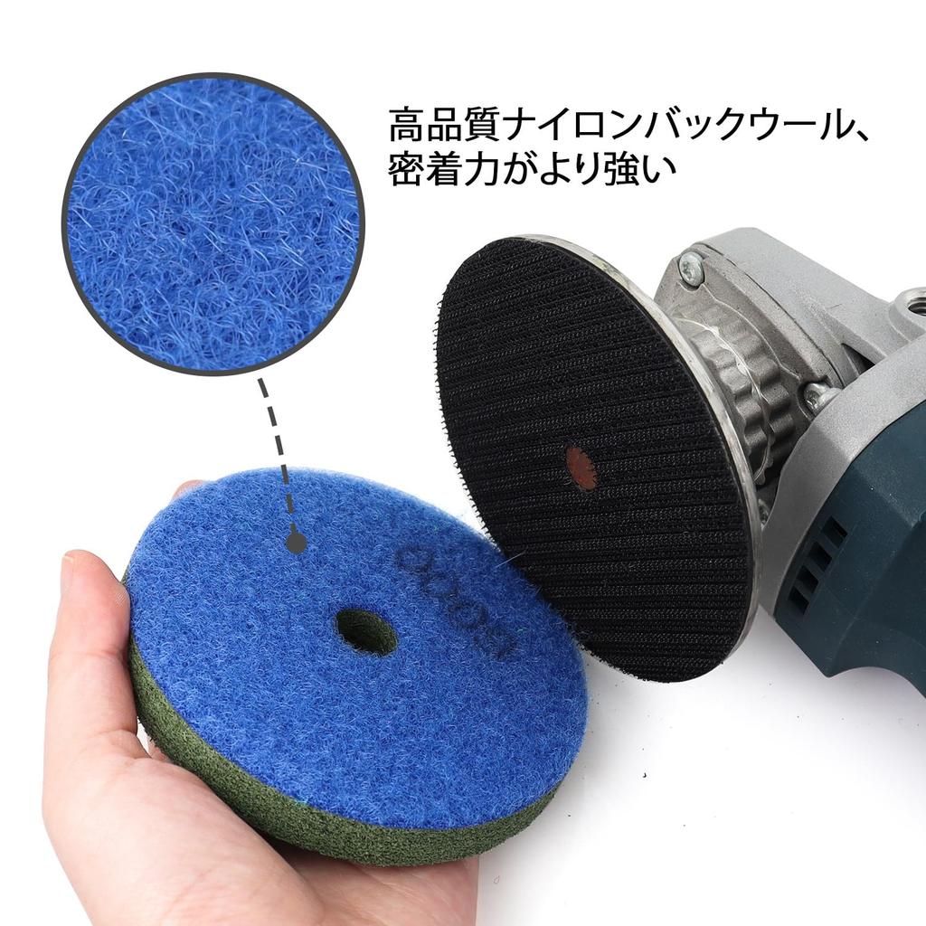 Z-LION 7-Piece Diamond Sponge Polishing Pads, Wet Buffing Pads, Hoop & Loop Buffing Wheels for Grinders, Clean Granite and Marble (4-inch)