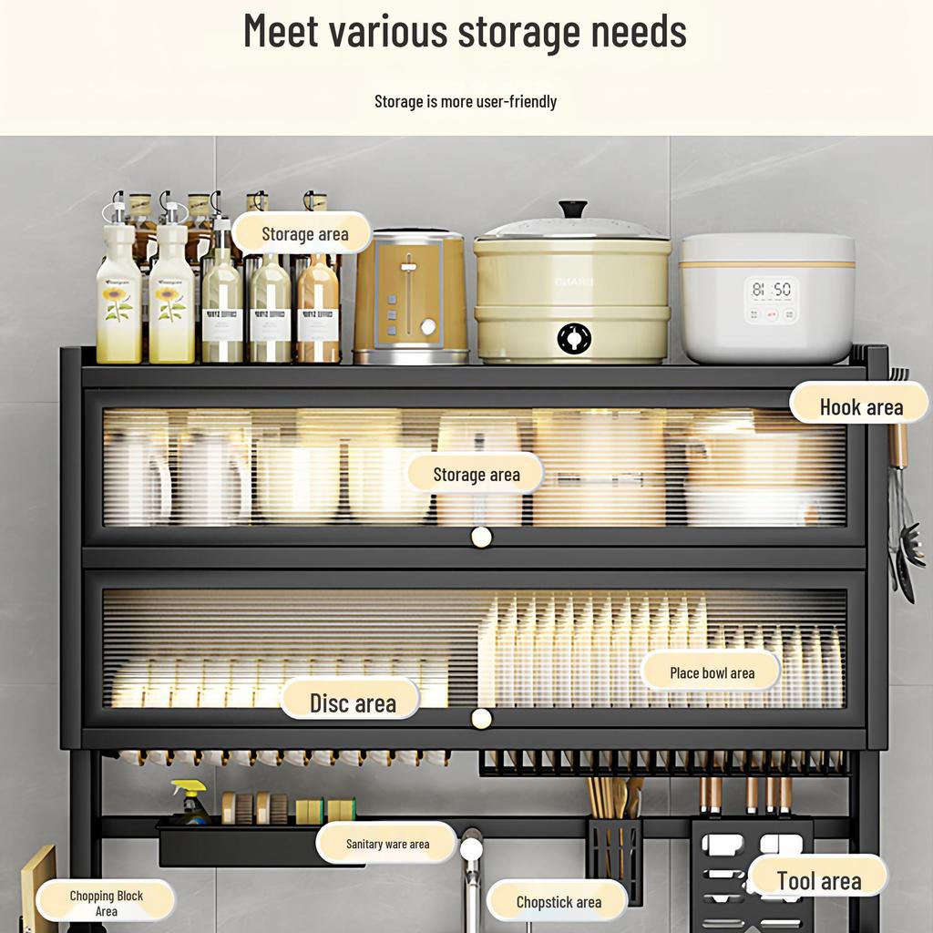 Wielofunkcyjny stojak na naczynia kuchenne: Pyłoszczelny organizer na blat do przechowywania misek, talerzy i ociekarek.