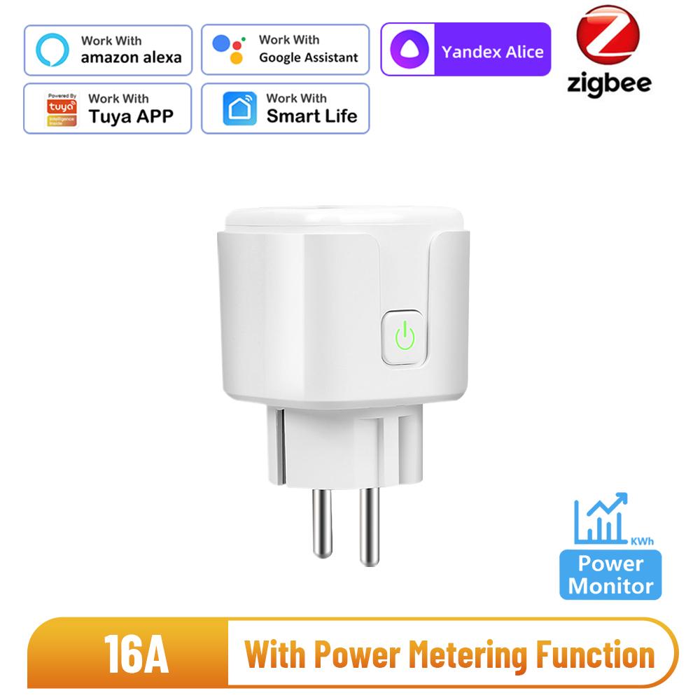 

Corui Tuya Smart Zigbee Power Plug Eu 16a 20a з монітором живлення Smart Life Бездротова розетка для використання з Alexa Google Home Alice EU-16A 1pc
