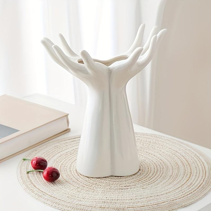 White Ceramic Handmade Vase - Exquisite Home Decor, Artistic Flower Arrangement Vase for Living Room or Tabletop Display