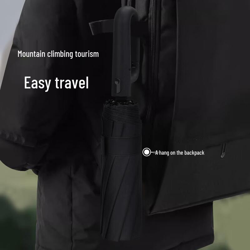 Guarda-chuva Hongye totalmente automático com abertura reversa em 3 partes e revestimento UV preto.