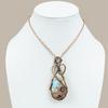 Caribbean Larimar Handmade Copper Wire Wrap Jewelry Pendant 1.89" t1a92