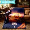 1PC Custom Name Blanket Suns Basketball Artwork Flannel Blankets Patterns Throw Blanket All-Season Soft Gift for Couch, Bed, Camping, Birthday Gifts
