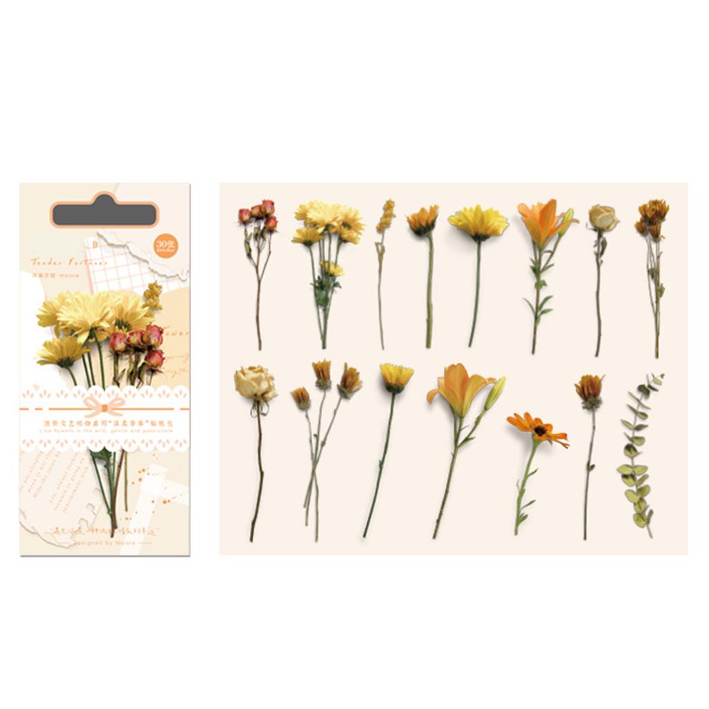 30Pcs Vintage Plants Flowers Leaves Stickers Vintage Retro Flower Plant Stickers Decals for Laptop